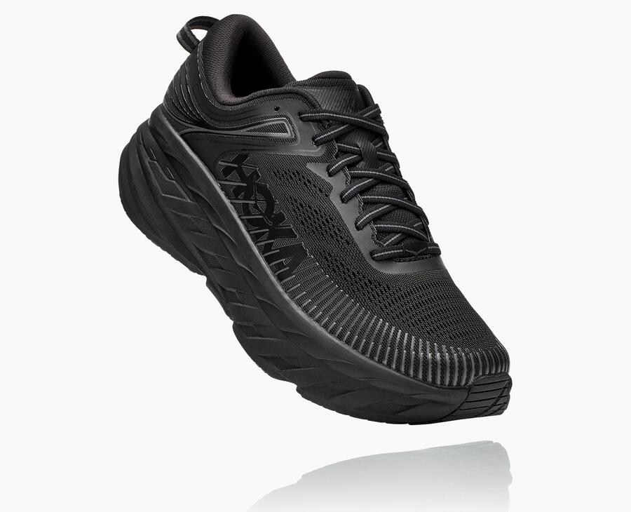 Hoka One One Mens Running Shoes - Bondi 7 - Black - YLBE49768